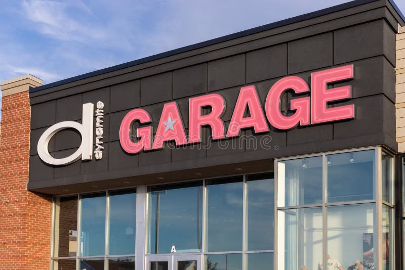 Dynamite Garage clothing store outlet in Canada. Ottawa, Canada - May 2, 2021: Dynamite Garage clothing store outlet in Canada