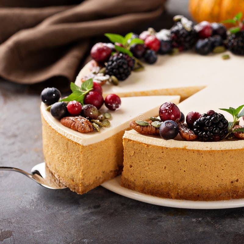 Dyniowy cheesecake z kwaśnej śmietanki polewą obraz royalty free Dyniowy cheesecake z kwaśnej śmietanki polewą obraz royalty free