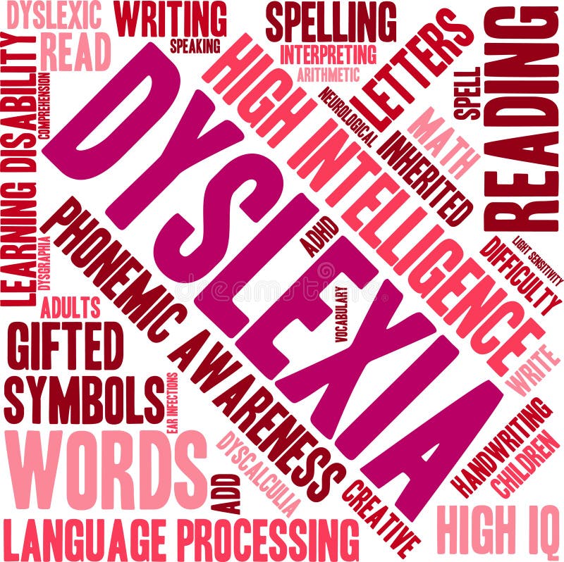 Dyslexia Word Cloud stock vector. Illustration of infections 108485867