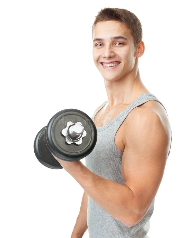 Dysponowany mężczyzna ćwiczy z dumbbells zdjęcia royalty free Dysponowany mężczyzna ćwiczy z dumbbells zdjęcia royalty free