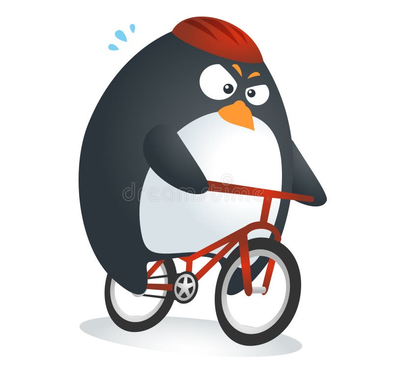 Dysponowany pingwinu bicykl ilustracji Dysponowany pingwinu bicykl ilustracji