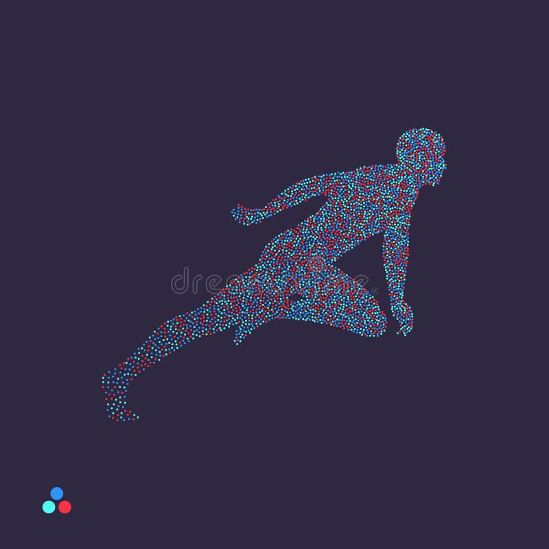 Działający Mężczyzna Projekt dla sporta, biznes, nauka i technika Kropkowana sylwetka osoba ilustracja wektor Działający Mężczyzna Projekt dla sporta, biznes, nauka i technika Kropkowana sylwetka osoba ilustracja wektor