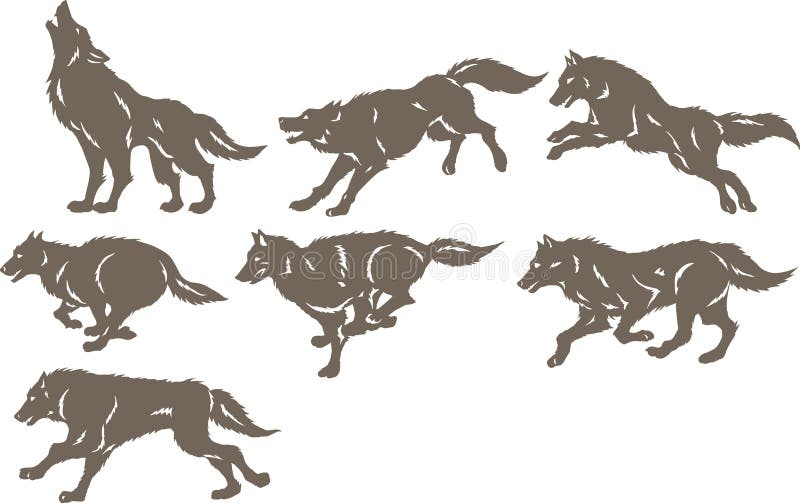Działający wilki ilustracja wektor