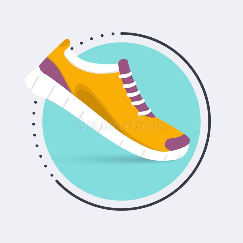 Działających butów ikona Buty dla trenować, tenisówka odizolowywający na błękicie