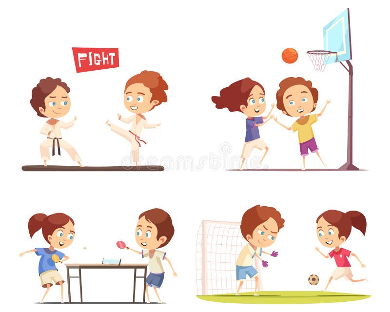 Dzieciaka sporta 2x2 projekta pojęcie ilustracji Dzieciaka sporta 2x2 projekta pojęcie ilustracji