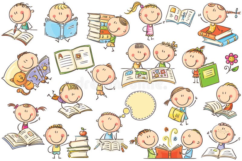 Dzieciaki i książki ilustracja wektor Dzieciaki i książki ilustracja wektor