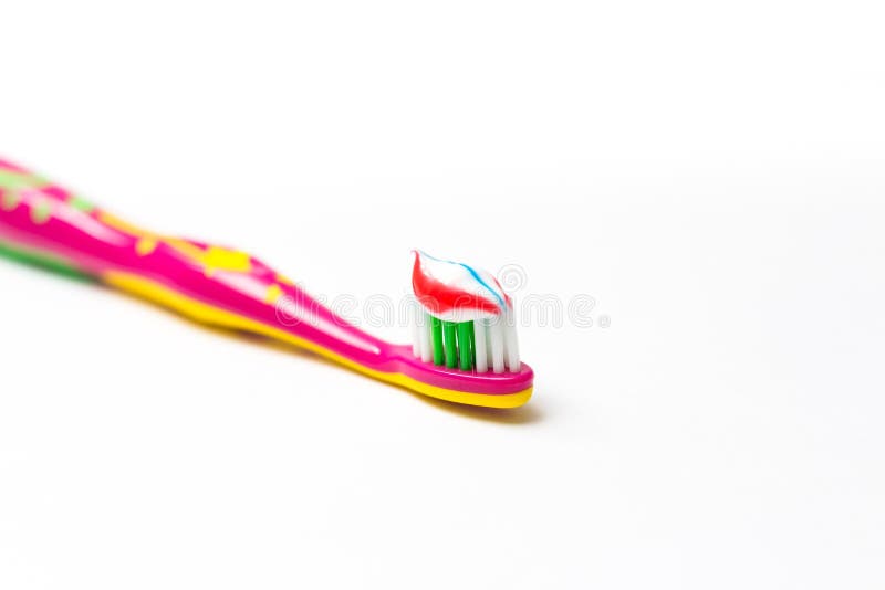 dziecka toothbrush z pastą do zębów na nim fotografia royalty free dziecka toothbrush z pastą do zębów na nim fotografia royalty free