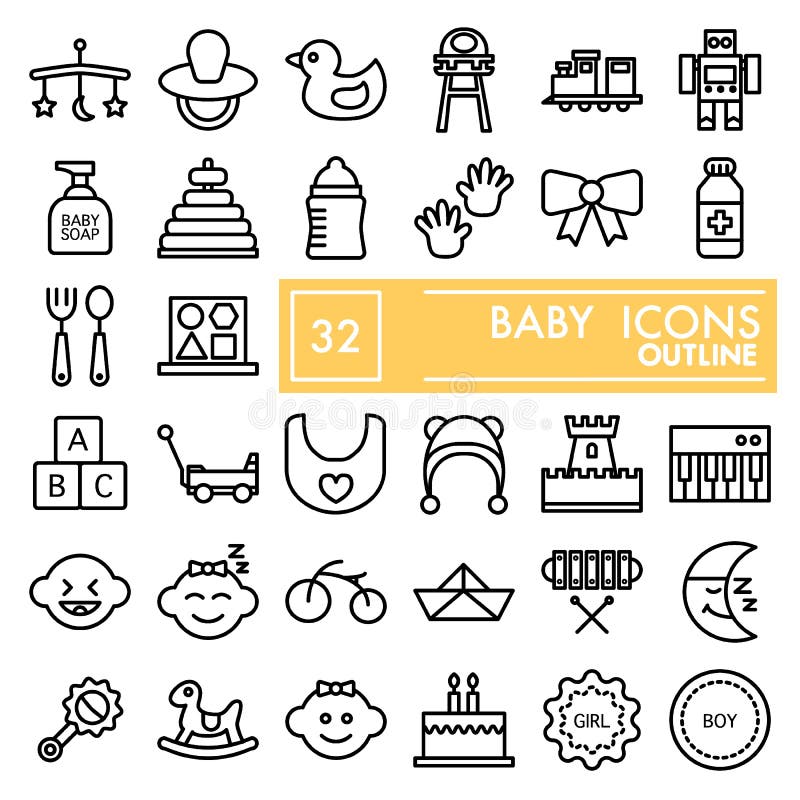 Dziecko ikony kreskowy set, zabawkarscy symbole kolekcja, wektor kreśli, logo ilustracje, dziecko znaków liniowi piktogramy royalty ilustracja Dziecko ikony kreskowy set, zabawkarscy symbole kolekcja, wektor kreśli, logo ilustracje, dziecko znaków liniowi piktogramy royalty ilustracja