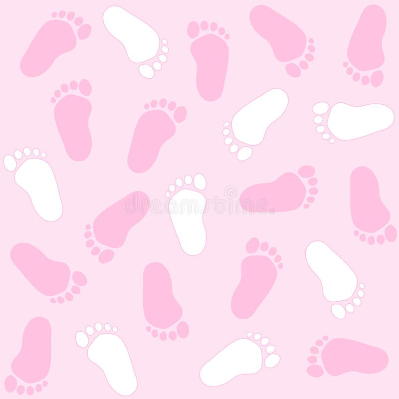 Cute baby girl footprints seamless pattern. Cute baby girl footprints seamless pattern