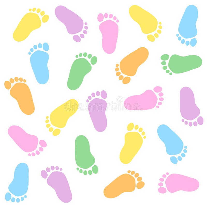 Cute colorful baby footprints seamless pattern. Cute colorful baby footprints seamless pattern