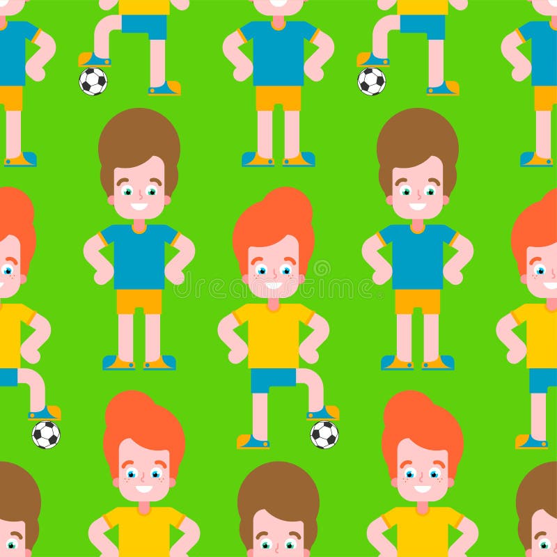 Dziecko piłki nożnej wzór bezszwowy Chłopiec gracz futbolu set drużynowa Mała futbolisty wektoru ilustracja ilustracja wektor Dziecko piłki nożnej wzór bezszwowy Chłopiec gracz futbolu set drużynowa Mała futbolisty wektoru ilustracja ilustracja wektor