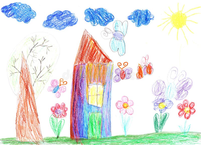 Dziecko rysunek dom ilustracji Dziecko rysunek dom ilustracji