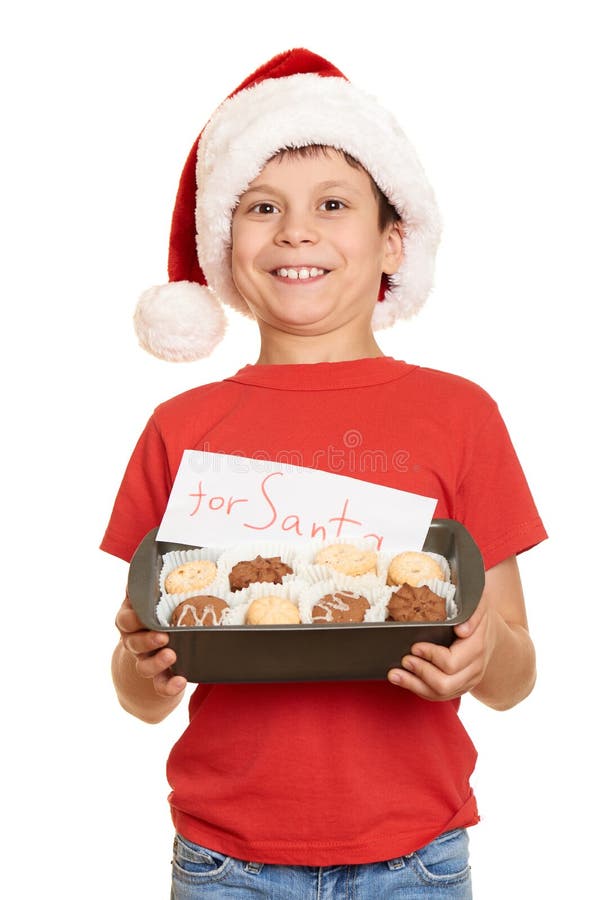 Dziecko ubierał w Santa kapeluszu odizolowywającym na białym tle Nowy rok wigilia i zima wakacje pojęcie zdjęcia stock Dziecko ubierał w Santa kapeluszu odizolowywającym na białym tle Nowy rok wigilia i zima wakacje pojęcie zdjęcia stock