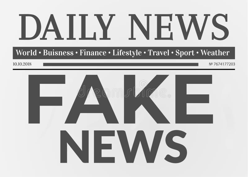 Daily newspaper with fake news headline illustration. Daily newspaper with fake news headline illustration