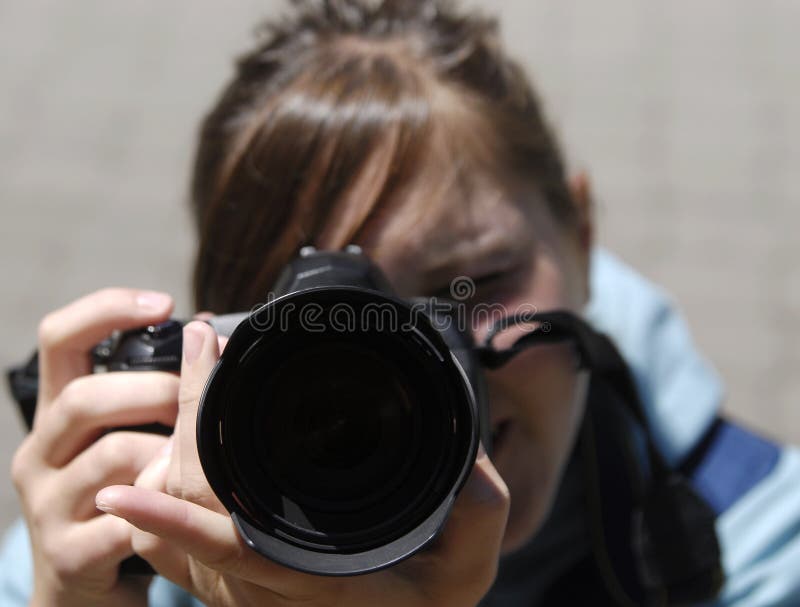 Dziewczyna fotograf obrazy royalty free
