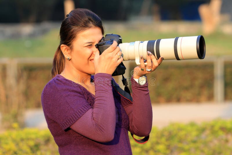 Dziewczyna fotograf zdjęcie royalty free