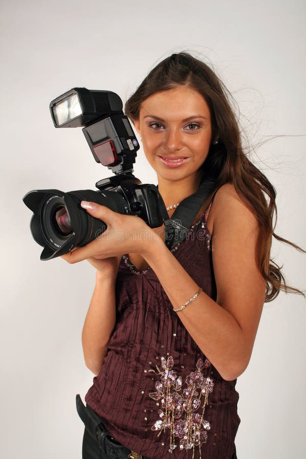Dziewczyna fotograf zdjęcie stock