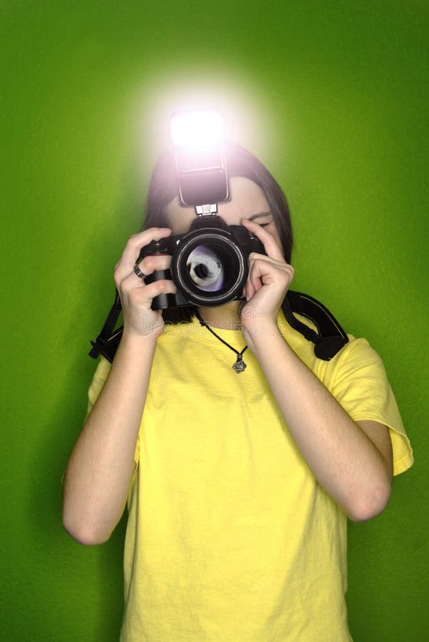 Dziewczyna fotograf obraz stock