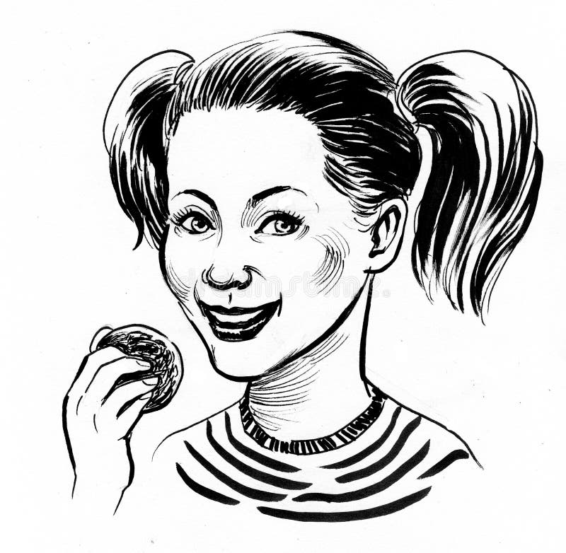 dziewczyna jeść ciastka royalty ilustracja dziewczyna jeść ciastka royalty ilustracja