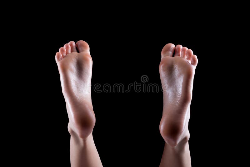 Girl oil barefoot show her soles, pretty foot and feet. Girl oil barefoot show her soles, pretty foot and feet