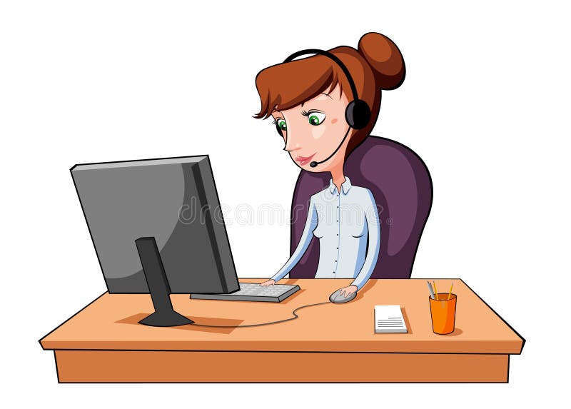 Dziewczyna pracuje w centrum telefonicznym ilustracja wektor Dziewczyna pracuje w centrum telefonicznym ilustracja wektor