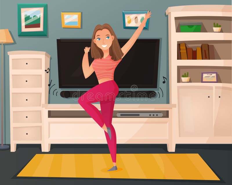 Dziewczyna tana domu kreskówki wektor ilustracji Dziewczyna tana domu kreskówki wektor ilustracji
