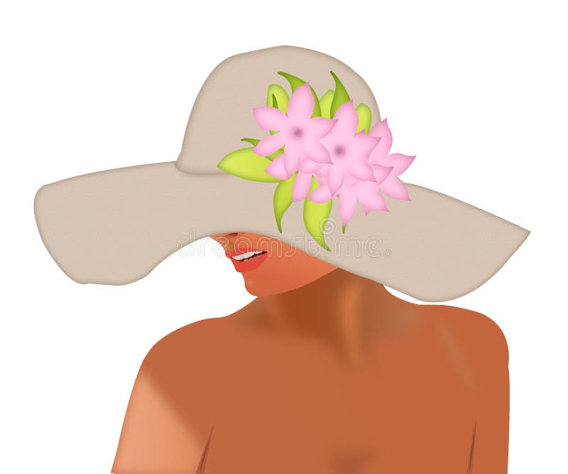 Dziewczyna w lato kapeluszu z kwiatami na białym tle Kobieta w s royalty ilustracja Dziewczyna w lato kapeluszu z kwiatami na białym tle Kobieta w s royalty ilustracja