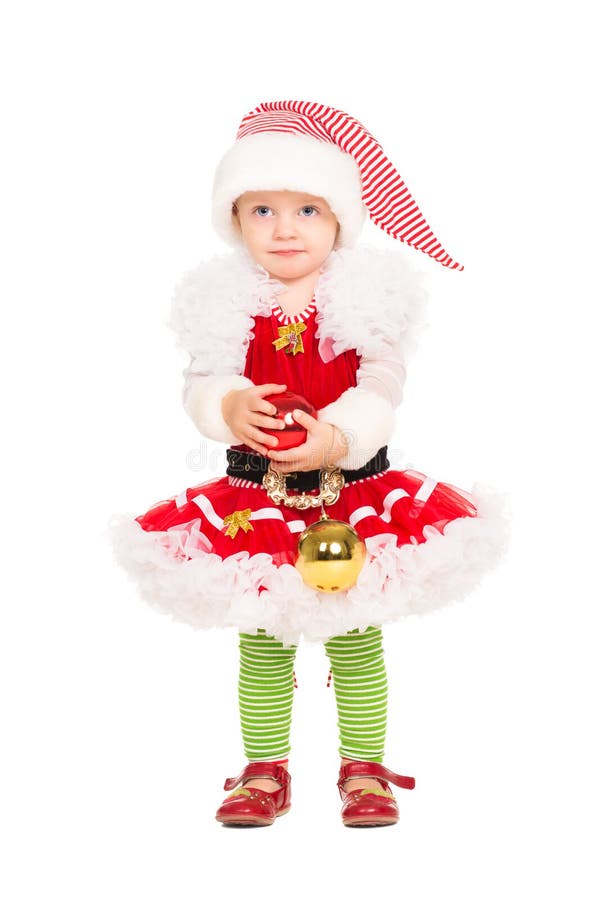 Dziewczyna w Santa pomagiera kostiumu obraz stock Dziewczyna w Santa pomagiera kostiumu obraz stock