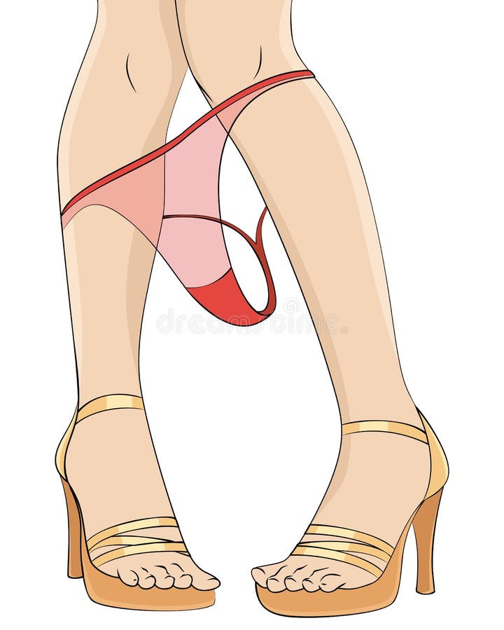 Vector illustration of a girl with dropped down panties. Vector illustration of a girl with dropped down panties