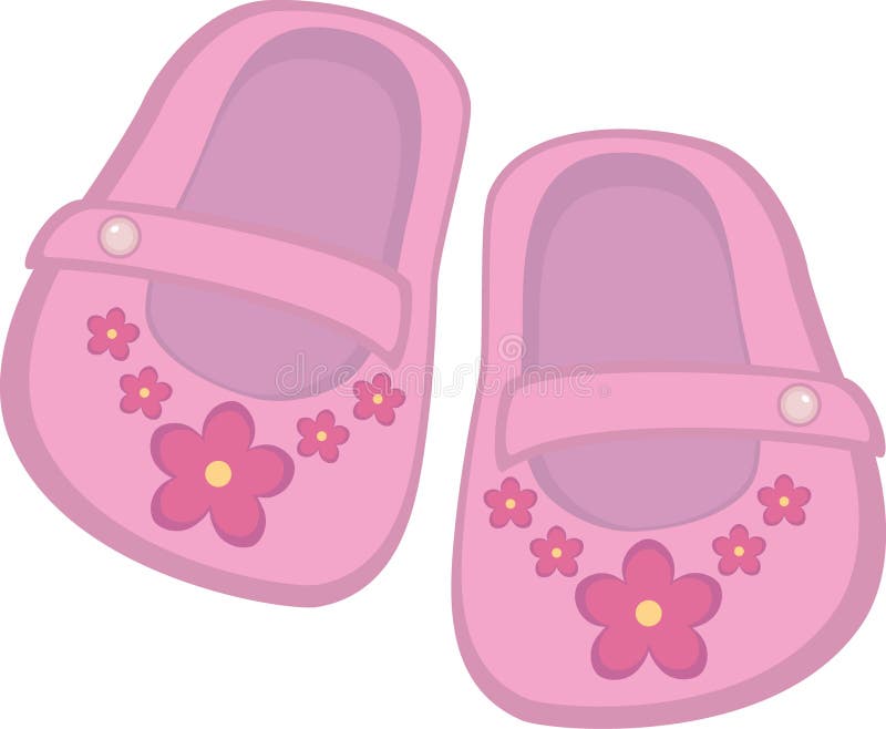 Pink baby girl shoes with flowers. Pink baby girl shoes with flowers