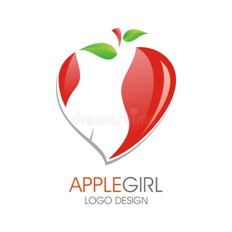 Dziewczyny ciała logo z Jabłczanym projektem ilustracja wektor Dziewczyny ciała logo z Jabłczanym projektem ilustracja wektor