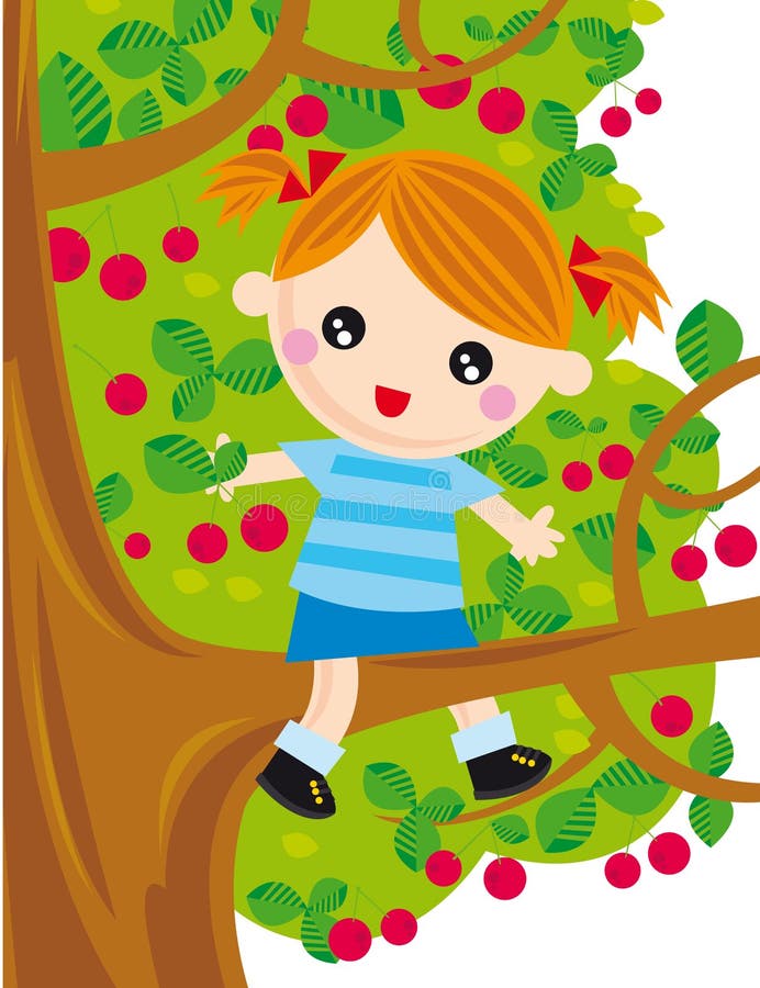 dziewczyny czereśniowy drzewo ilustracji dziewczyny czereśniowy drzewo ilustracji