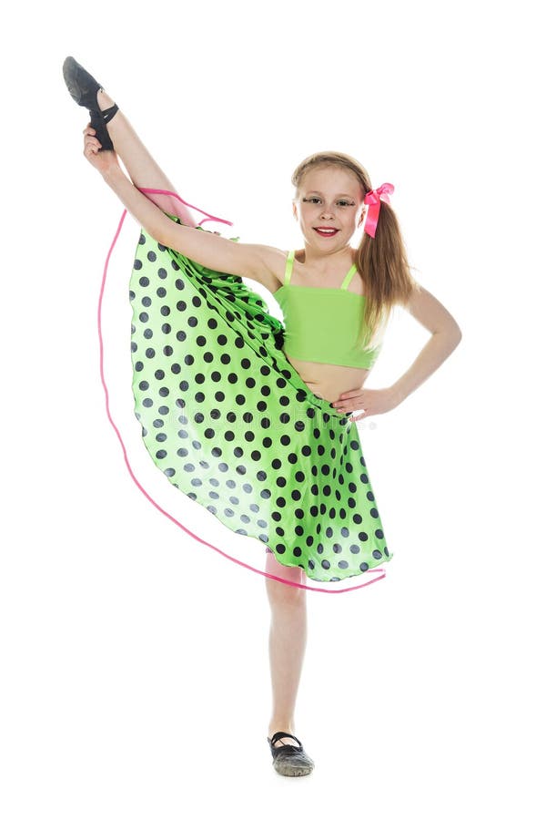 Dziewczyny dancingowej pojedynczy white. Dancingowa dziewczyna na białym tle