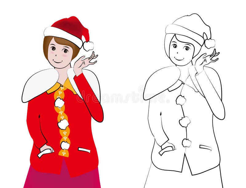 dziewczyny ilustracyjny uroczy Santa wektor ilustracja wektor dziewczyny ilustracyjny uroczy Santa wektor ilustracja wektor