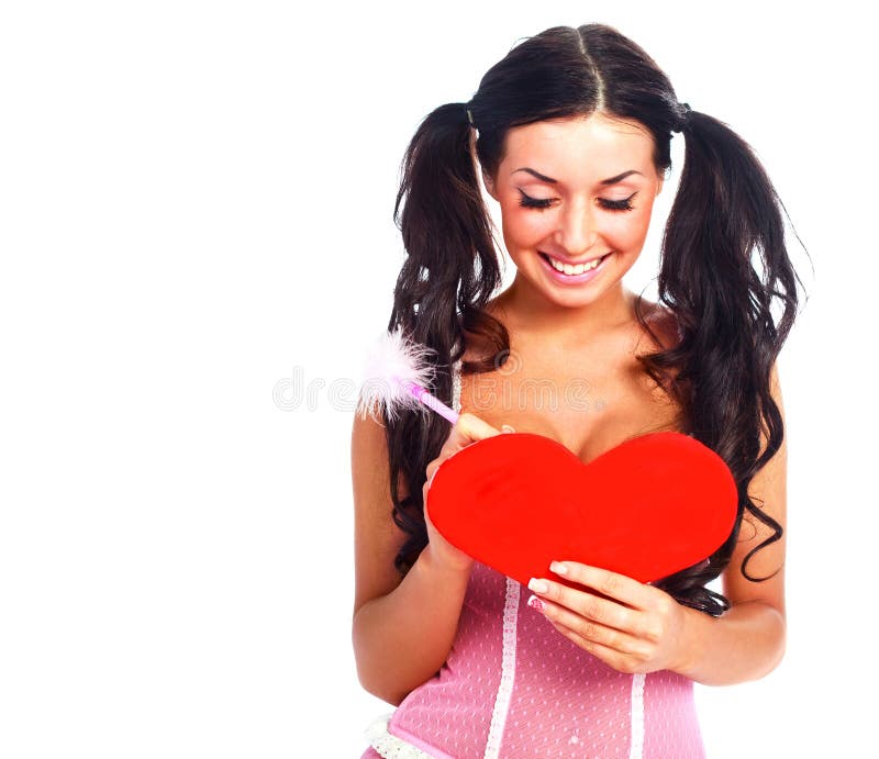 Dziewczyny karciany valentine obrazy royalty free