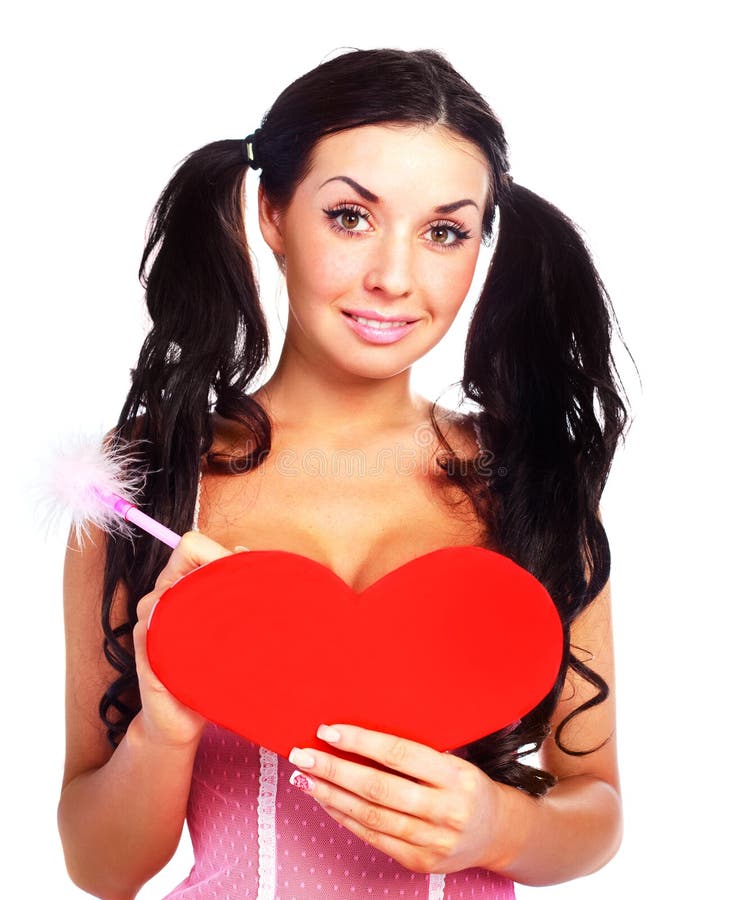 Dziewczyny karciany valentine zdjęcia royalty free