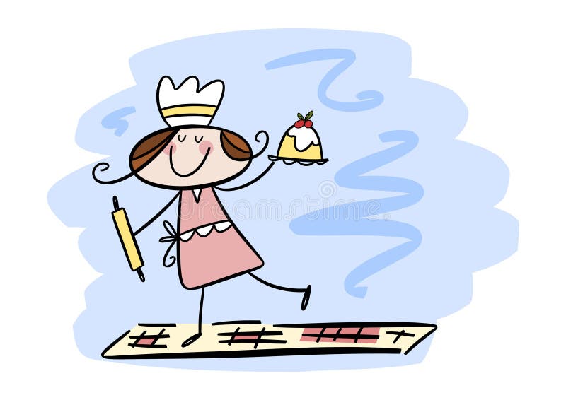 dziewczyny mały szczęśliwy kuchenny ilustracji dziewczyny mały szczęśliwy kuchenny ilustracji