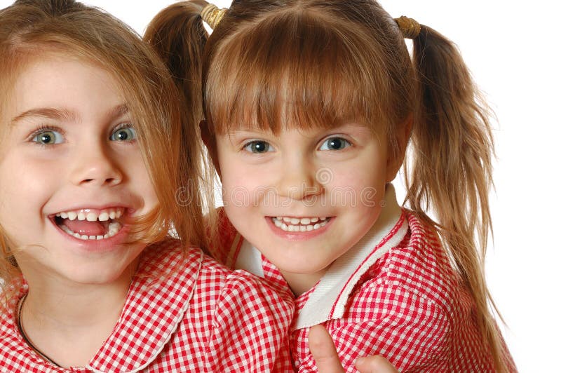 Portrait of two little happy girls friends. Portrait of two little happy girls friends