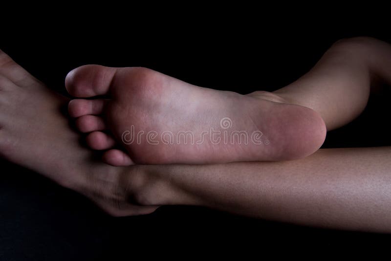 Beautiful girl show her sole, cool barefoot in black fon, pretty foot and feet. Beautiful girl show her sole, cool barefoot in black fon, pretty foot and feet