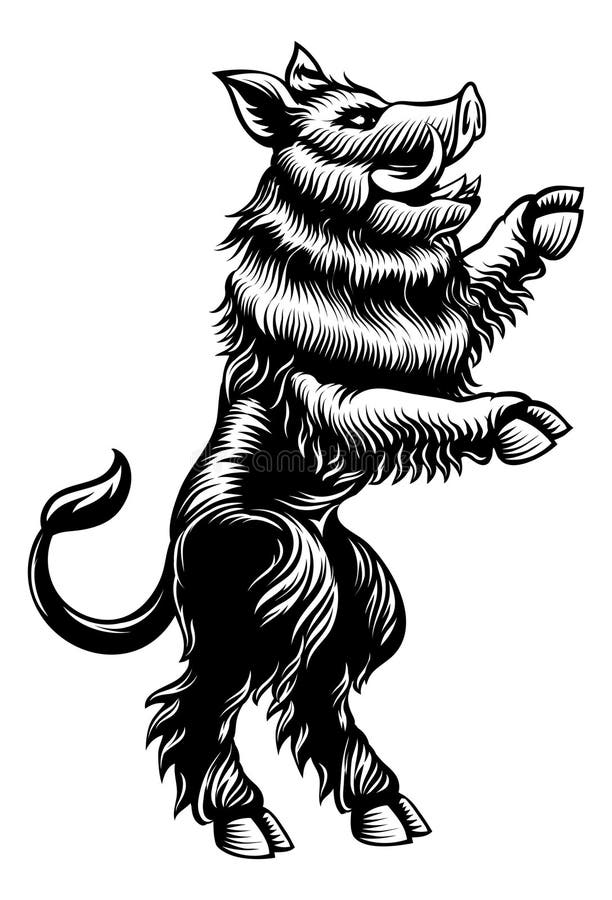 Dzik Herb Heraldyczny Wspięty Herb ilustracji