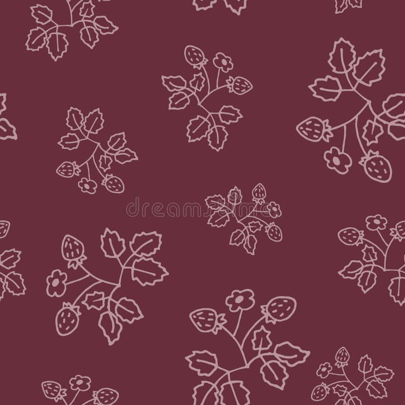 Vector pattern with wild strawberries. Dark pantone colors winter-fall 2017-2018. Vector pattern with wild strawberries. Dark pantone colors winter-fall 2017-2018