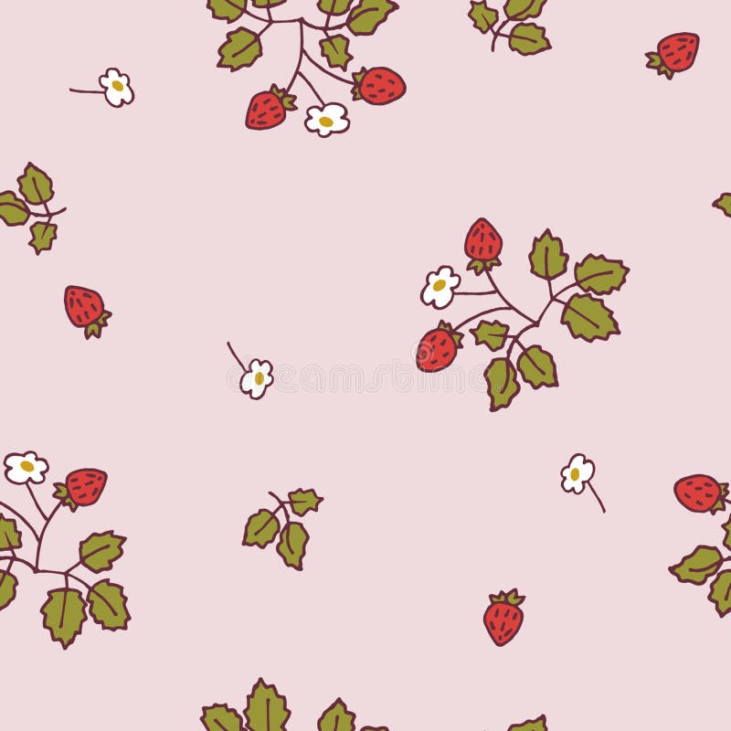 Vector pattern with wild strawberries. Light pantone colors winter-fall 2017-2018. Vector pattern with wild strawberries. Light pantone colors winter-fall 2017-2018