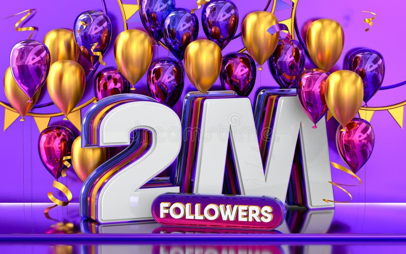Dziękujemy 2m zwolenników uczczenia 3d renderowania luksusowego tła ilustracji