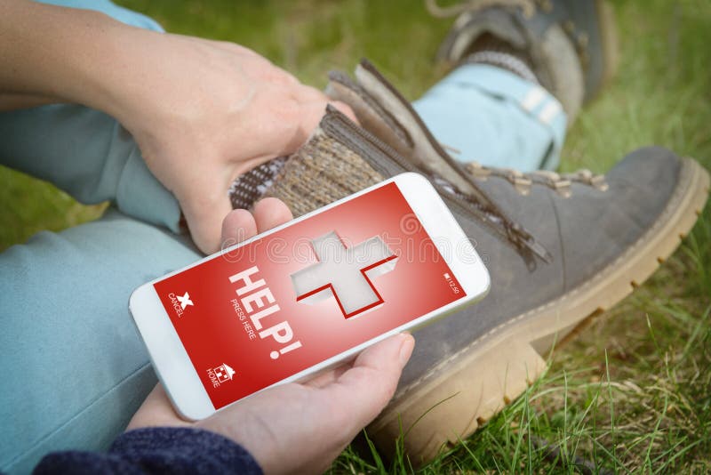 Dzwonić dla pomocy z mądrze telefonem app obrazy stock Dzwonić dla pomocy z mądrze telefonem app obrazy stock
