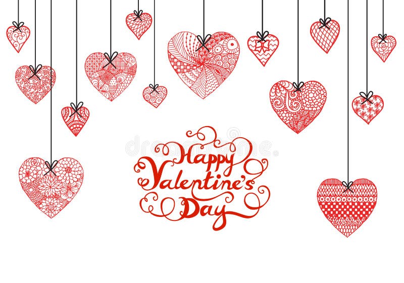 Dé el corazón exhausto y el día de tarjetas del día de San Valentín feliz tipográfico para la bandera, la tarjeta y otras decorac stock de ilustración Dé el corazón exhausto y el día de tarjetas del día de San Valentín feliz tipográfico para la bandera, la tarjeta y otras decorac stock de ilustración