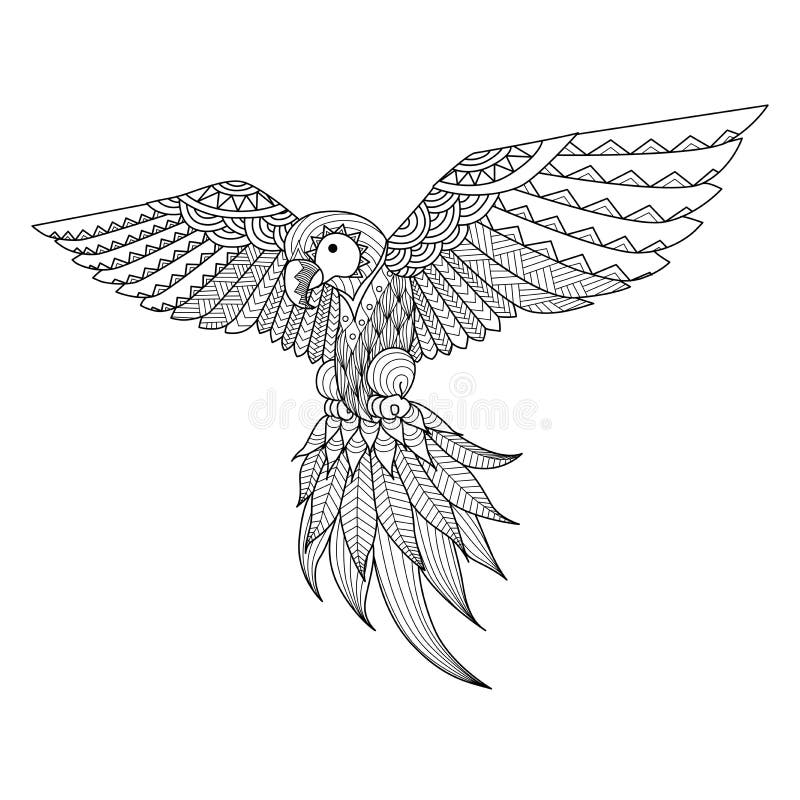 Dé el loro exhausto del zentangle para el libro de colorear, tatuaje, diseño de la camisa, logotipo y así sucesivamente ilustración del vector Dé el loro exhausto del zentangle para el libro de colorear, tatuaje, diseño de la camisa, logotipo y así sucesivamente ilustración del vector