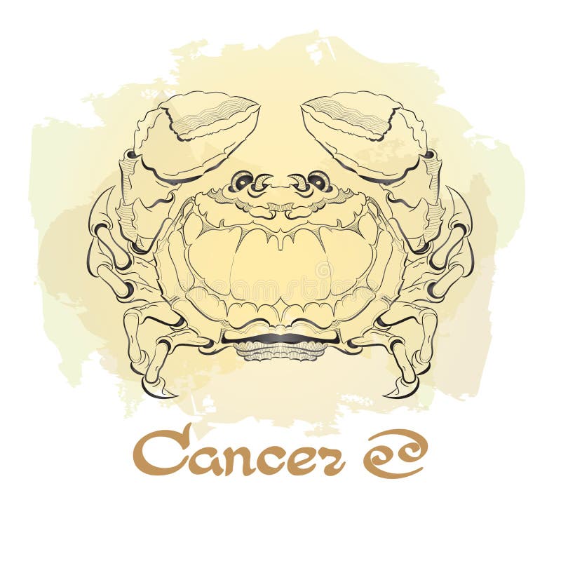 Dé la línea arte exhausta de cáncer decorativo de la muestra del zodiaco stock de ilustración Dé la línea arte exhausta de cáncer decorativo de la muestra del zodiaco stock de ilustración