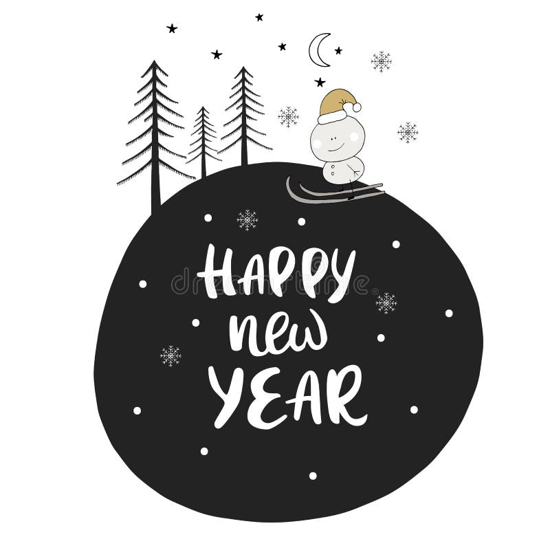 Dé la tarjeta de Navidad exhausta en estilo escandinavo con los elementos del Año Nuevo y frase lindos de las letras Vector ilustración del vector Dé la tarjeta de Navidad exhausta en estilo escandinavo con los elementos del Año Nuevo y frase lindos de las letras Vector ilustración del vector