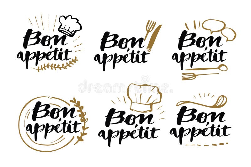 Dé las fases exhaustas del appetit del Bon de la caligrafía, poniendo letras a estilo, illu ilustración del vector Dé las fases exhaustas del appetit del Bon de la caligrafía, poniendo letras a estilo, illu ilustración del vector