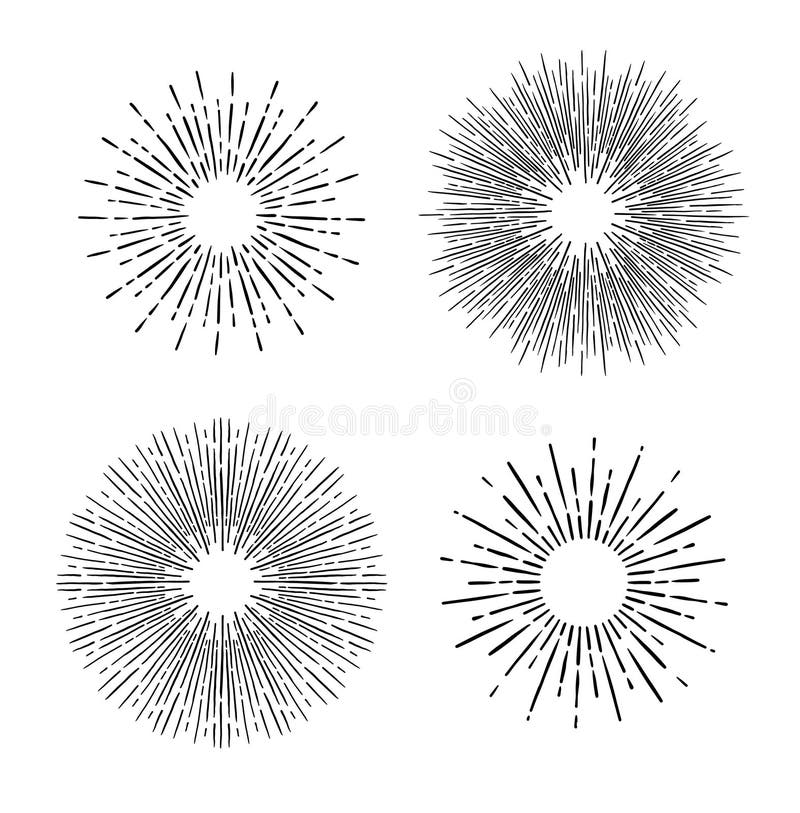 Dé los elementos exhaustos del vintage del vector - resplandor solar que estalla rayos P ilustración del vector Dé los elementos exhaustos del vintage del vector - resplandor solar que estalla rayos P ilustración del vector